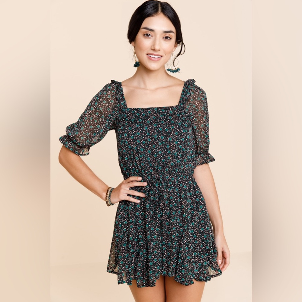 Mixed Floral Godet Romper